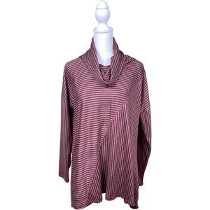 NWT Notations Burgundy/Gray Asymmetrical Cowl Neck Tunic Size Medium